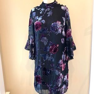 Black with Floral Flocked Design